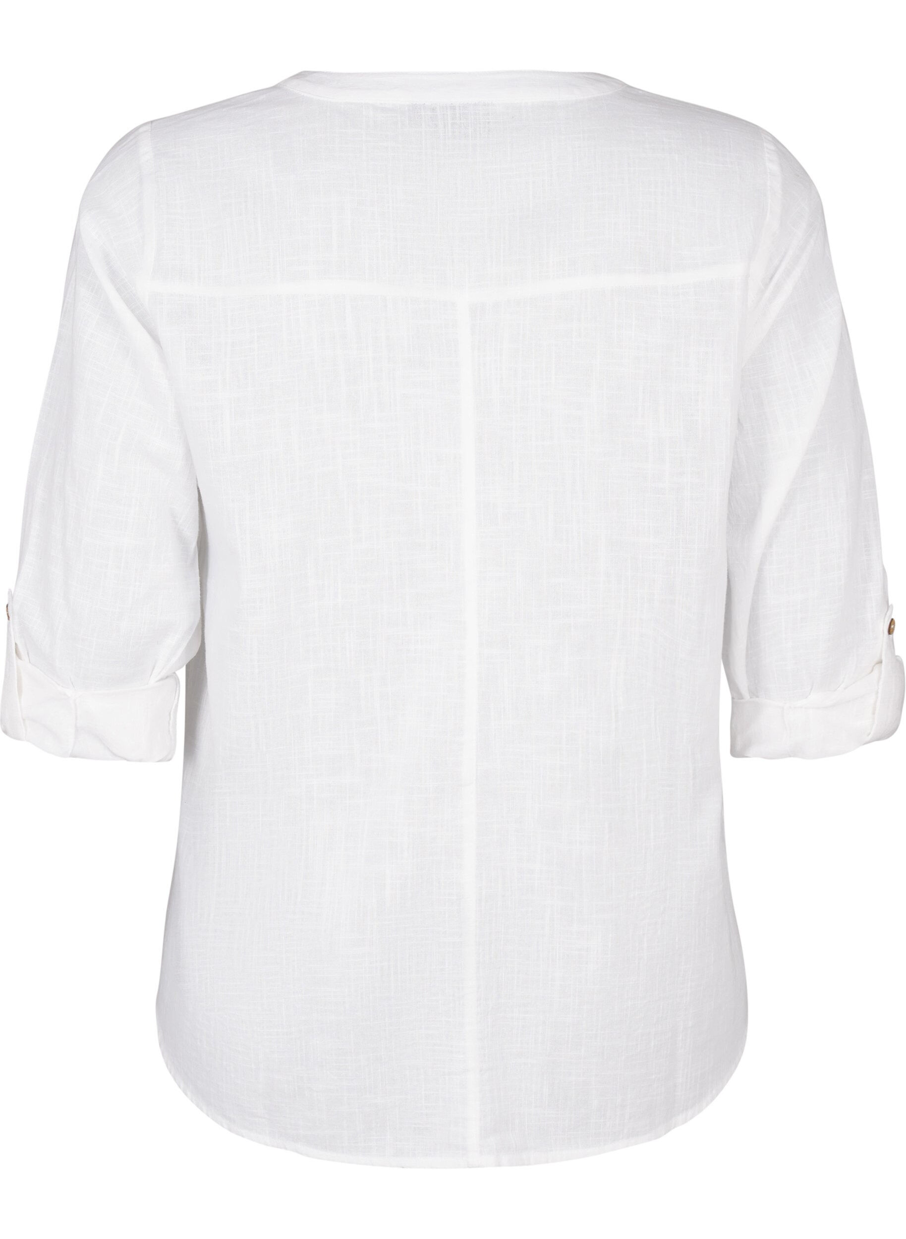 Zizzi Katoenen blouse met een V-hals, Wit, Packshot image number 1