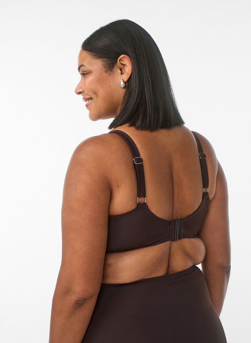 Bikini-bh met beugel en drapering, Bruin, Model image number 2