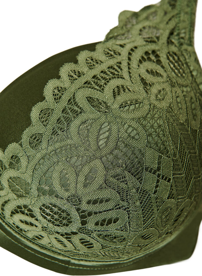 Voorgevormde beugel-bh met kant, Groen, Packshot image number 2