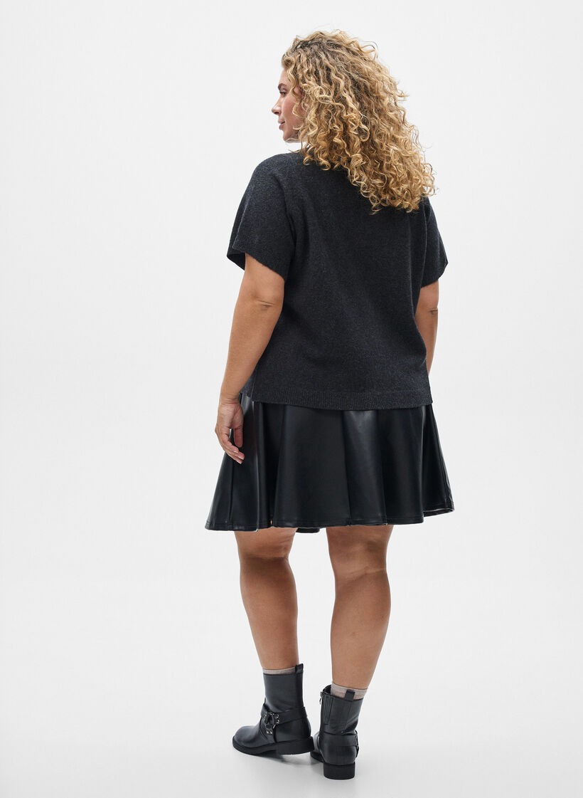 Gebreide kleding vest met korte mouwen, Grijs, Model image number 2