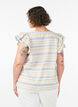 Mouwloze blouse met ruches en gestreept patroon, Vanille, Model image number 2