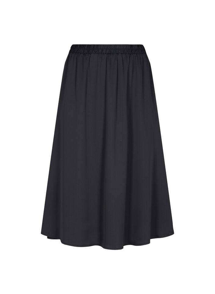 Losjes vallende midi rok, Black, Packshot image number 0