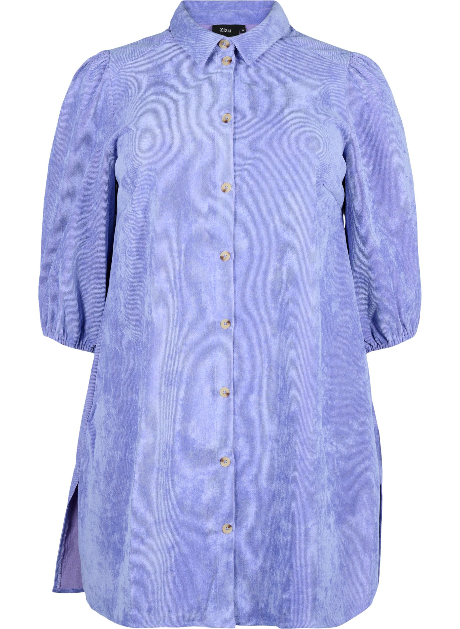 Zizzi Corduroy jurk met driekwartmouwen en knopen, Lavender Violet, Packshot image number 0