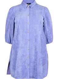 Corduroy jurk met driekwartmouwen en knopen, Lavender Violet
