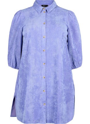 Corduroy jurk met driekwartmouwen en knopen, Lavender Violet, Packshot image number 0
