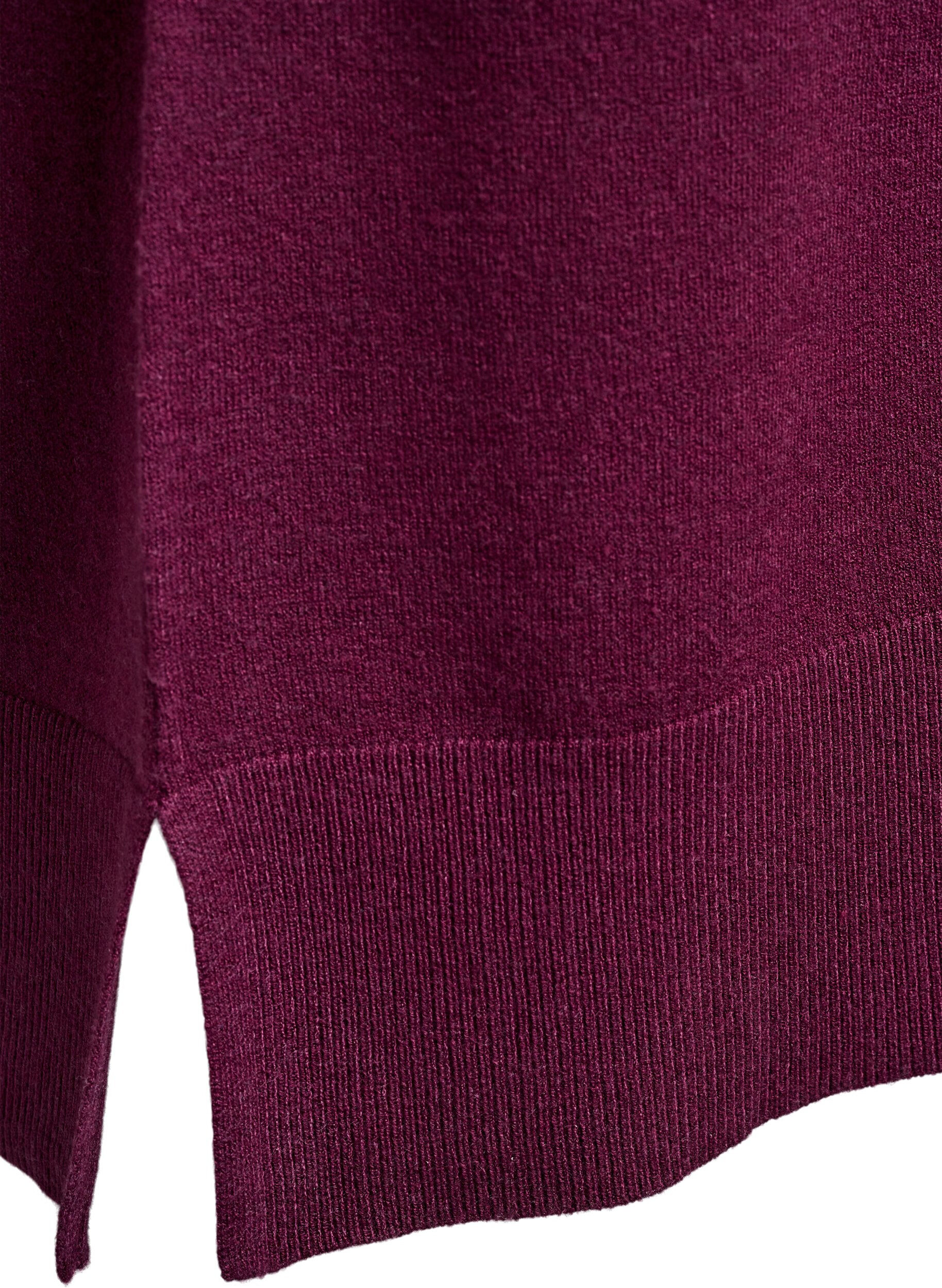 ZizziKorte gebreide jurk met raglanmouwen en een middennaad, Rood, Packshot image number 3