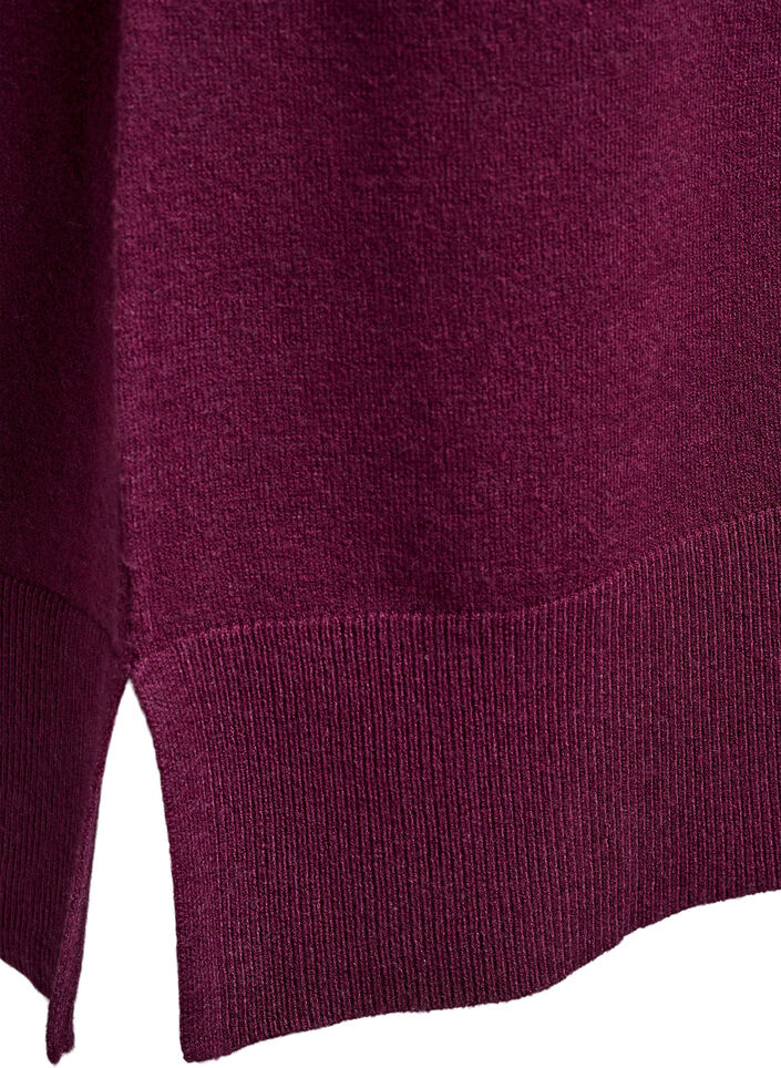 Korte gebreide jurk met raglanmouwen en een middennaad, Rood, Packshot image number 3