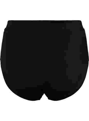 Effen bikinislip met hoge taille, Black, Packshot image number 1