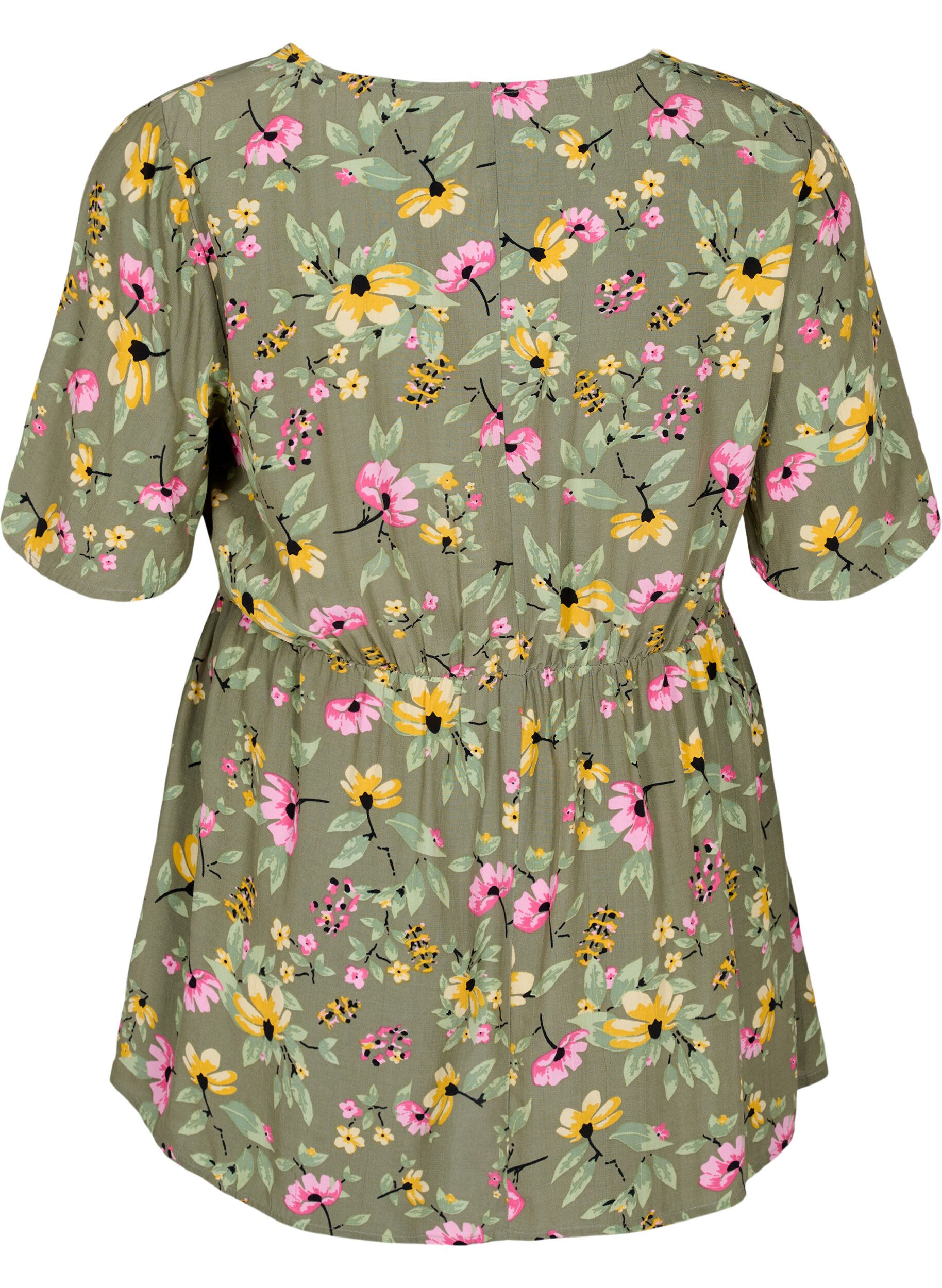 Zizzi Gebloemde zwangerschapsblouse van viscose, Green Flower Print, Packshot image number 1