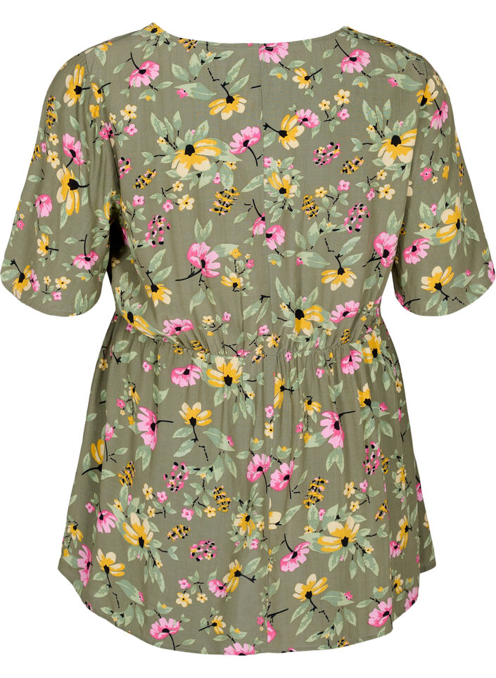 Gebloemde zwangerschapsblouse van viscose, Green Flower Print, Packshot image number 1