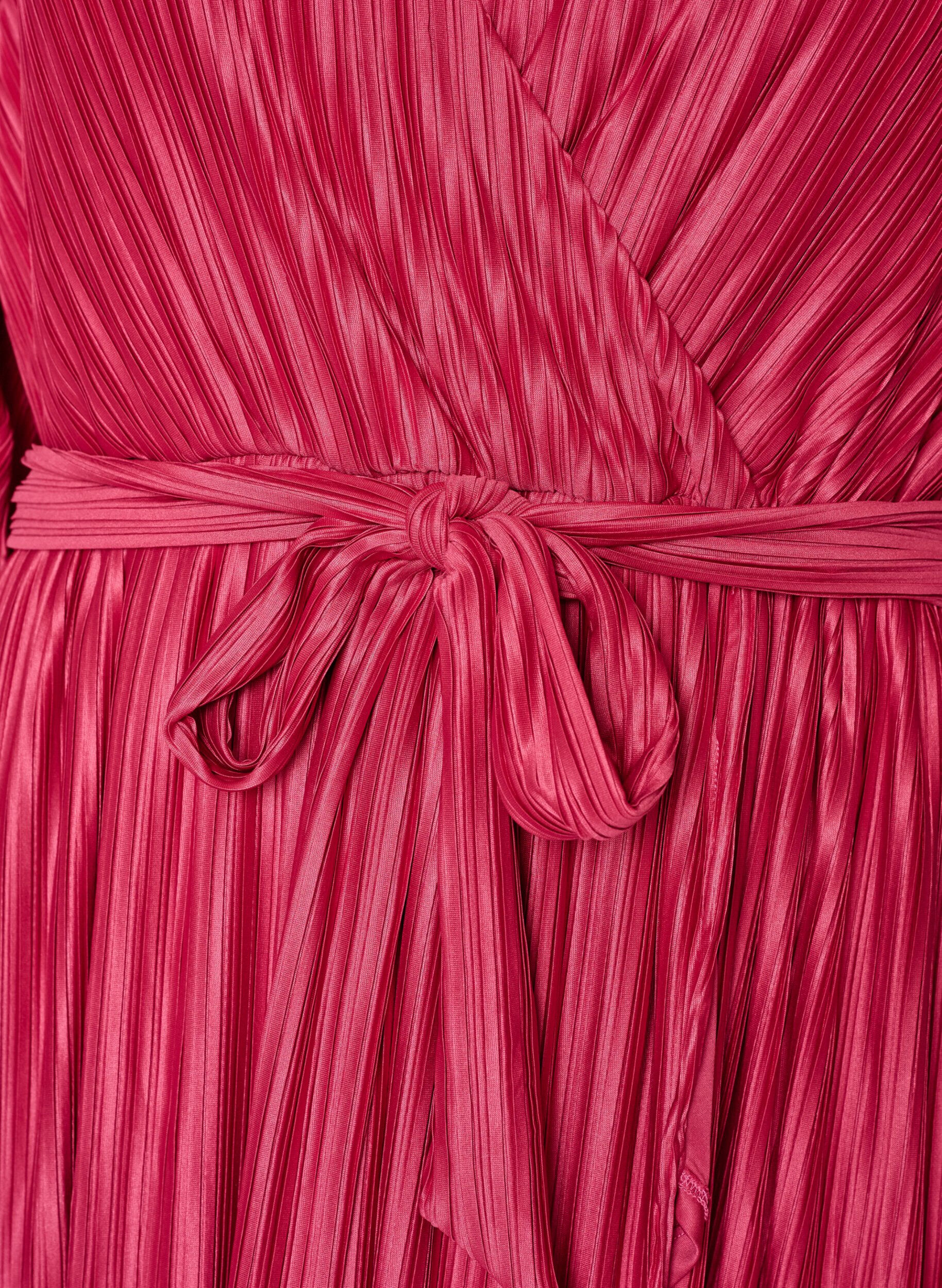 ZizziGeplooide midi-jurk met vleermuismouwen, Roze, Packshot image number 2
