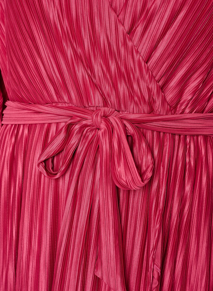 Geplooide midi-jurk met vleermuismouwen, Roze, Packshot image number 2