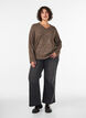 Jumper met V-hals, Bruin, Model image number 1