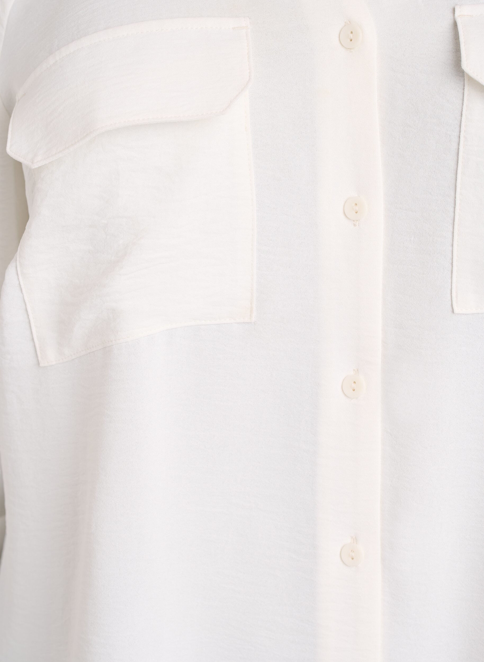 Zizzi FLASH - Shirt met 3/4 mouwen en borstzakken, Vanille, Packshot image number 2