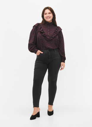 Viscose shirt blouse met franjes, Winetasting w. Black, Model image number 2