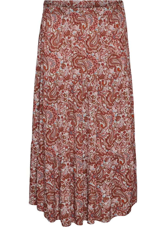 Lange rok met elastiek in de taille, Rood, Packshot image number 0