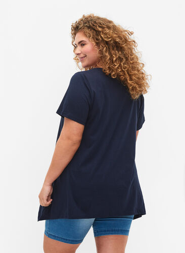 Katoenen t-shirt met korte mouwen, Navy Blazer SOLID, Model image number 1