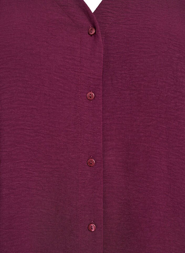 FLASH &ndash; Shirtblouse met V-hals en 3/4 mouwen, Donker Bordeaux, Packshot image number 2