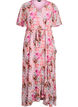 Chiffon maxi-jurk met een V-hals en ruches aan de zoom, Roze, Packshot image number 0