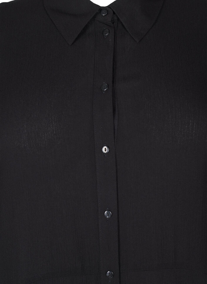 Midi shirtjurk met korte mouwen, Black, Packshot image number 2