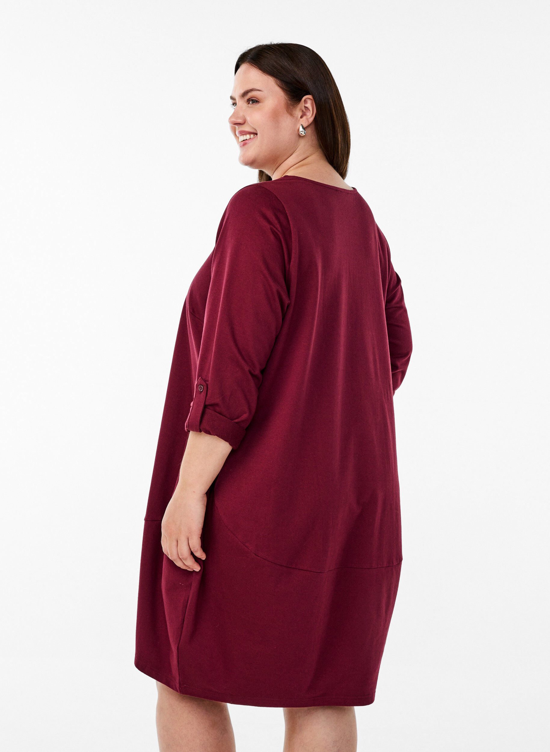 ZizziBallonjurk met zakken, Donker Bordeaux, Model image number 2