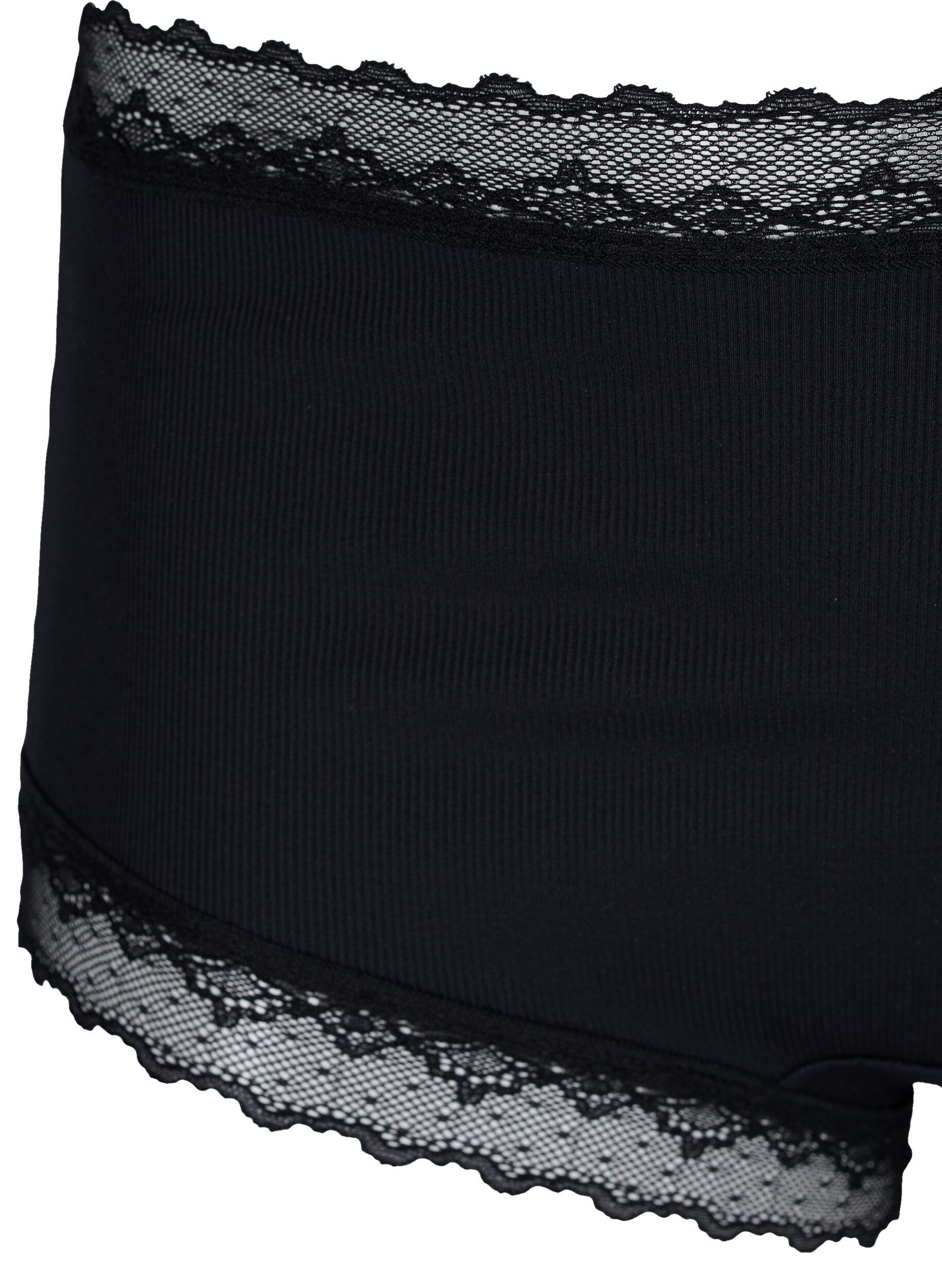 Zizzi High waisted hipsterslip met kant, Black, Packshot image number 2