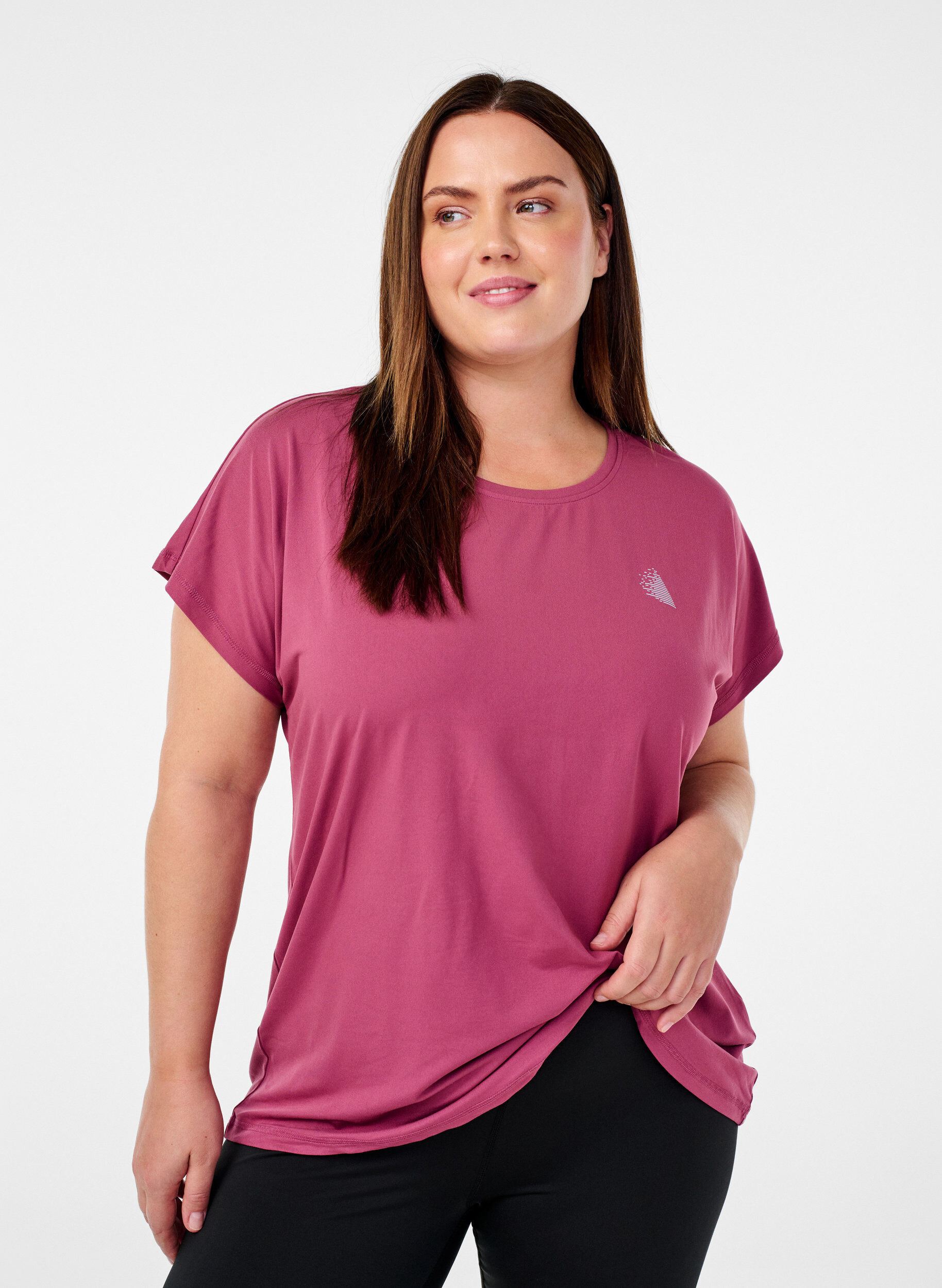 Zizzi Effen sportshirt, Rood, Model image number 0