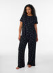 Pyjamabroek met geribde textuur en bloemenprint, Zwart, Model image number 1