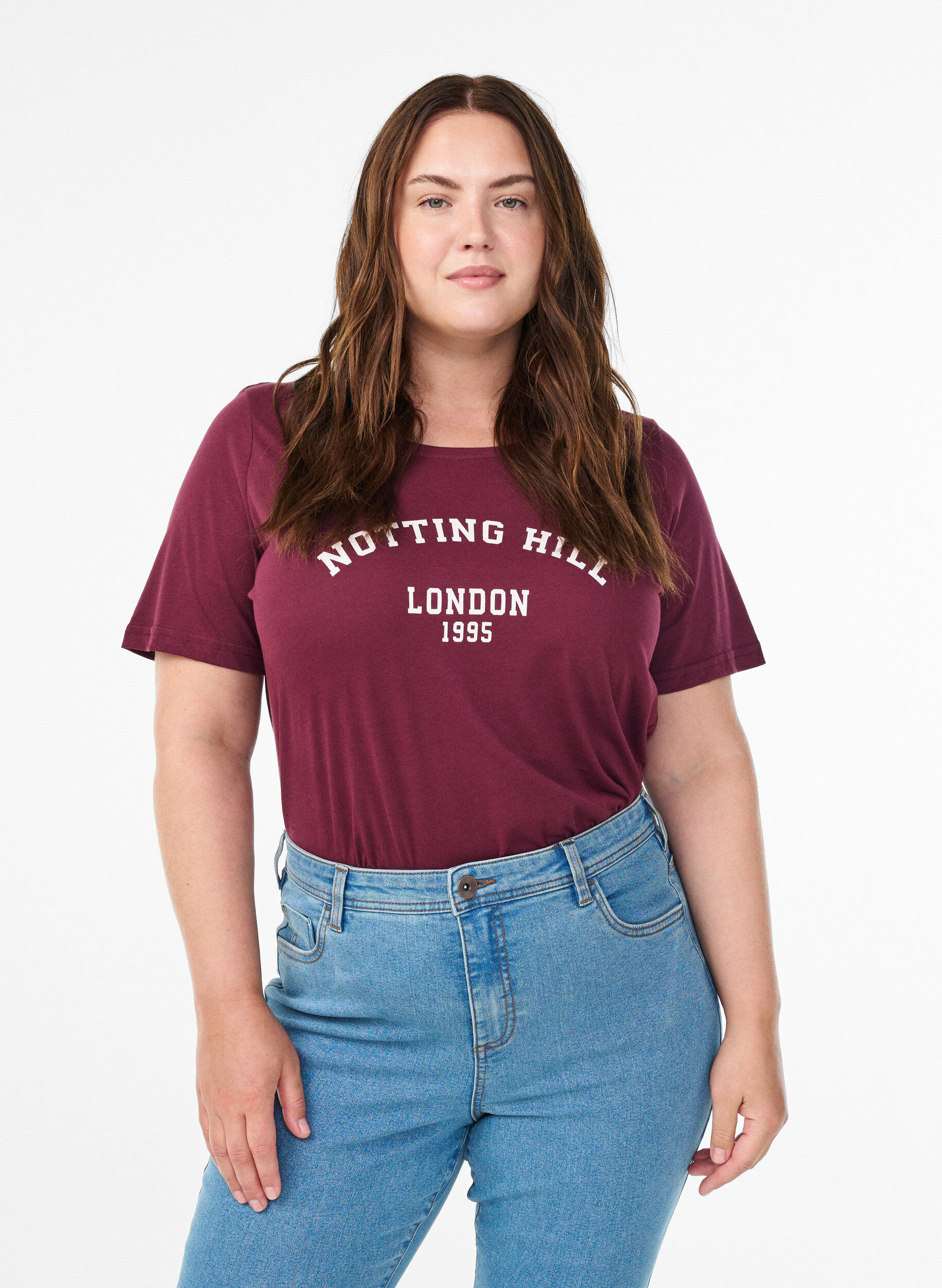 Zizzi T-shirt met print, Rood, Model image number 0