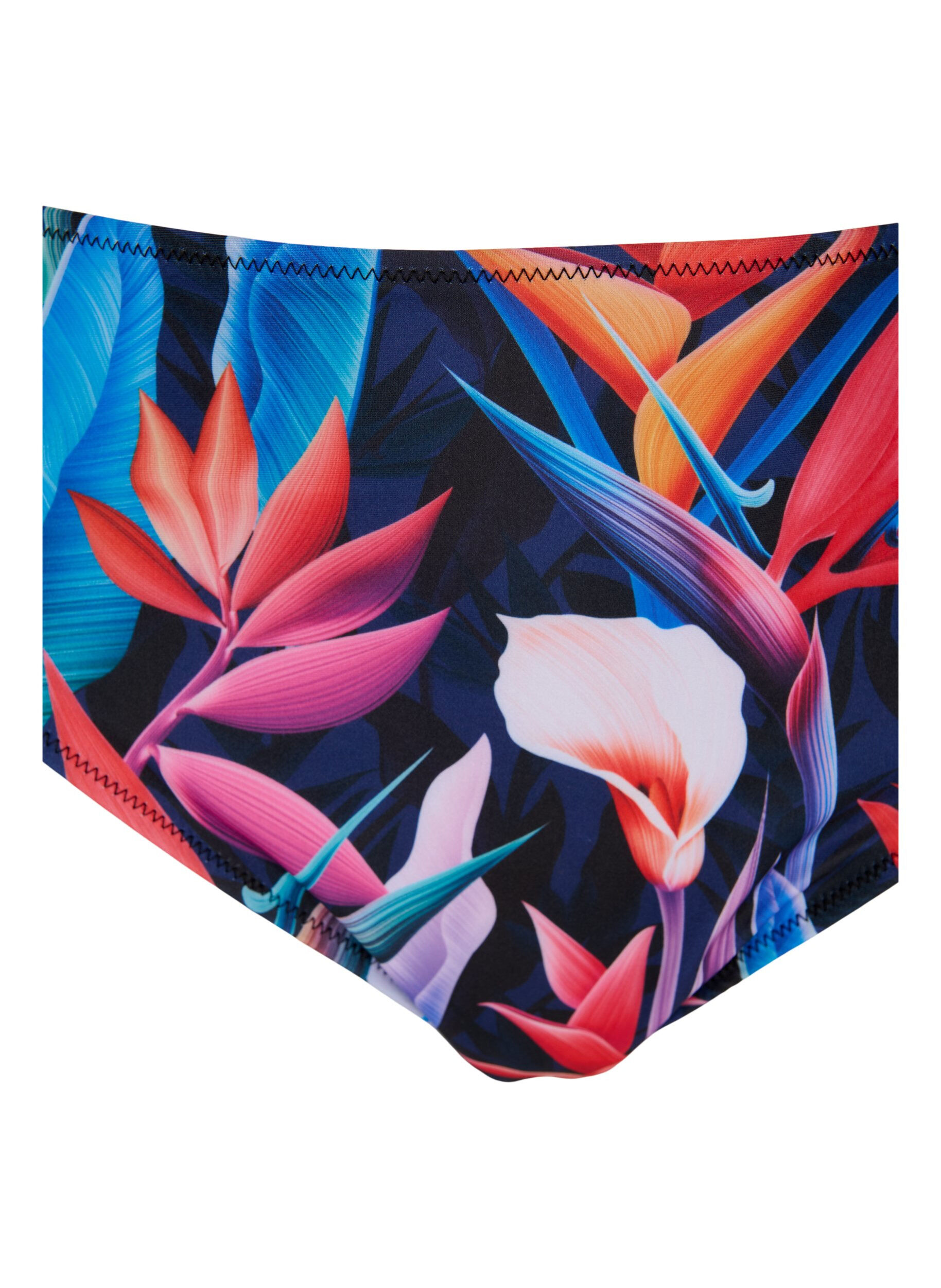 Zizzi Bikinibroekje met print en hoge taille, Blauw, Packshot image number 2