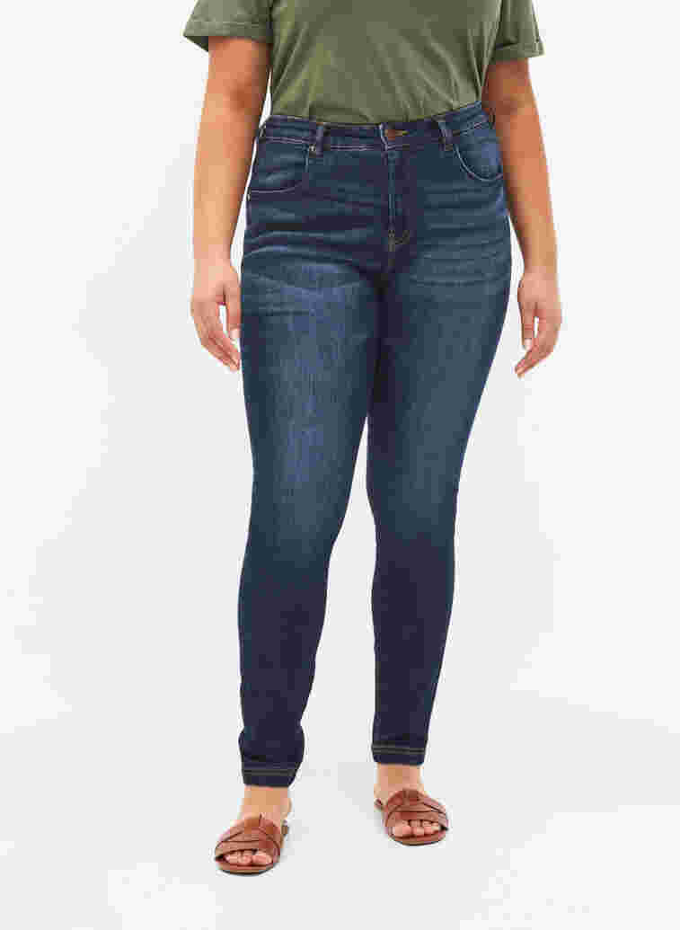 Super slim Amy jeans met hoge taille, Dark blue, Model image number 1