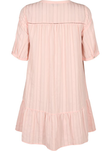 Gestreepte viscose jurk met kanten lint, Strawberry Cream, Packshot image number 1