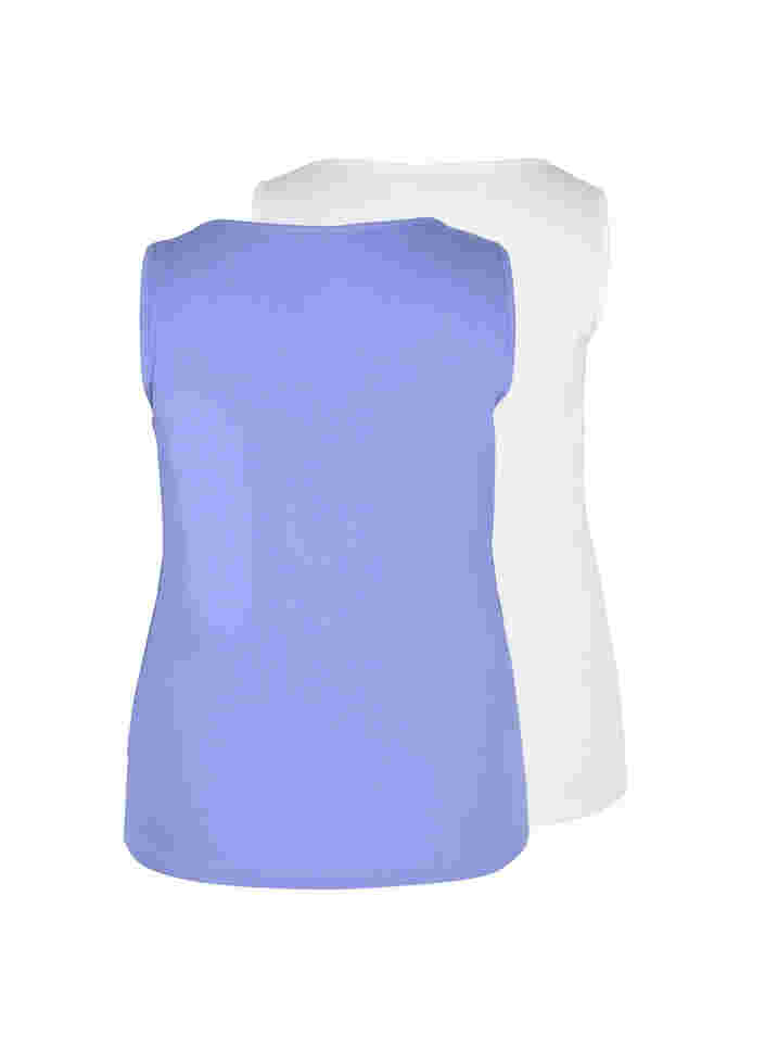 2-pack basic tanktops in rib, Ultramarine/White, Packshot image number 1