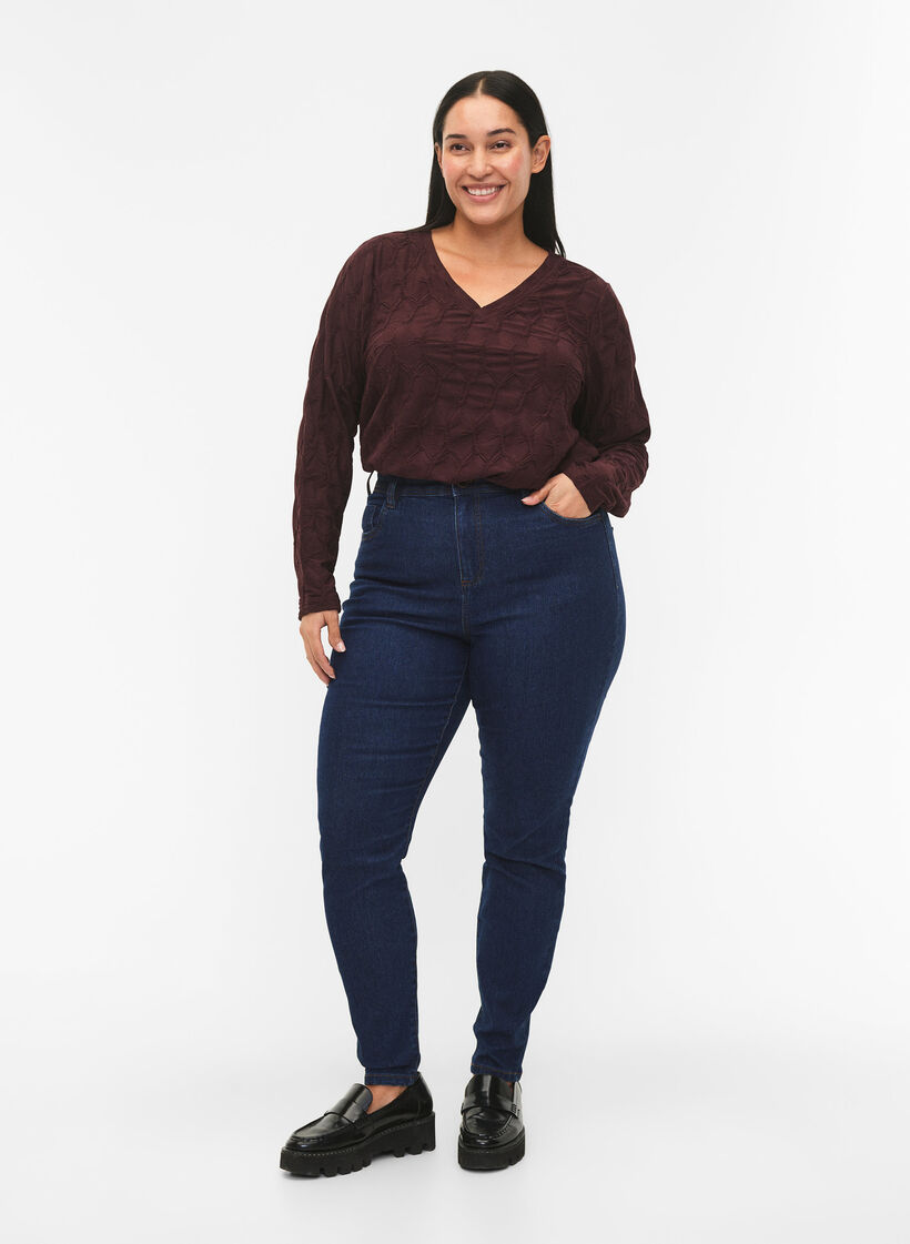 FLASH - Blouse met lange mouwen en structuur, Fudge, Model image number 2