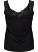 Viscose top met kanten rand, Zwart, Packshot image number 1