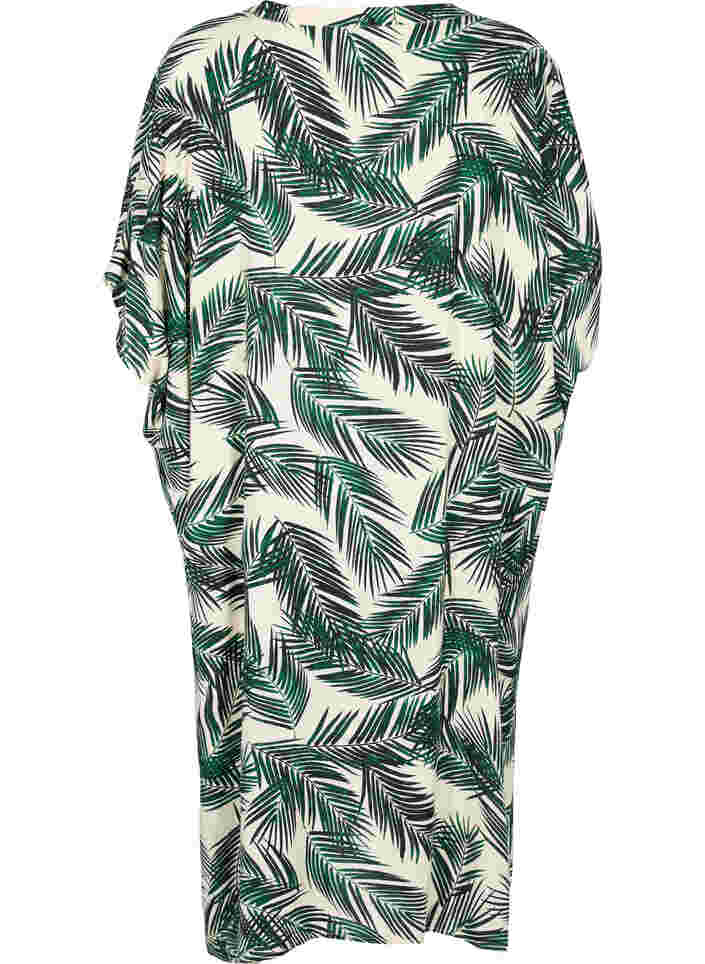 Bedrukte kaftan viscose jurk, Green Leaf, Packshot image number 1