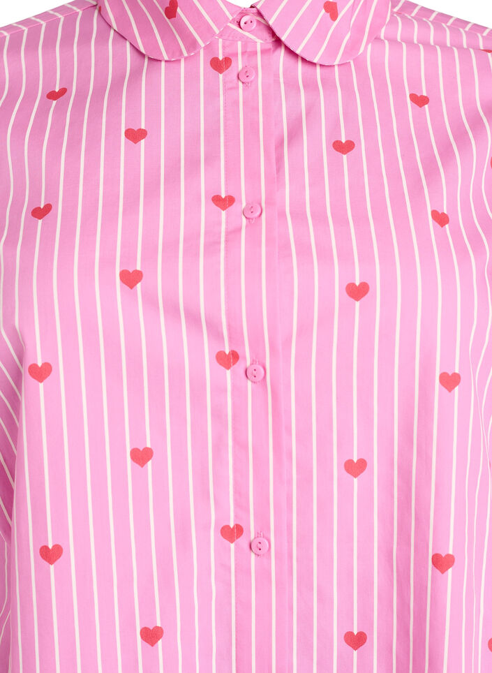 Shirt blouse met strepen en hartjes, Roze, Packshot image number 2