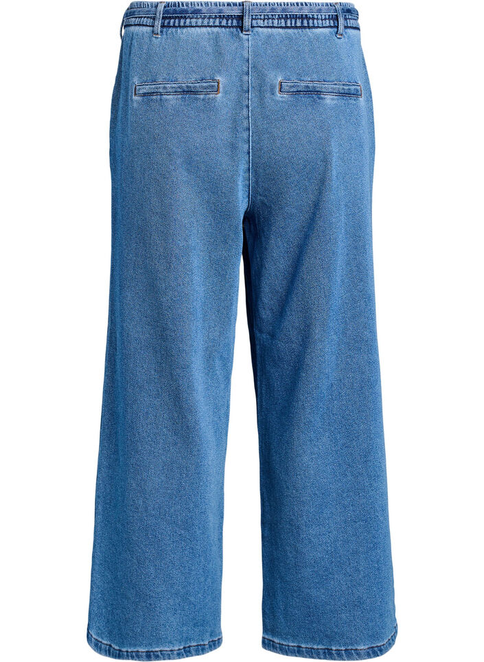 Losse pasvorm jeans met een elastische tailleband en een trekkoord, Blauw, Packshot image number 1