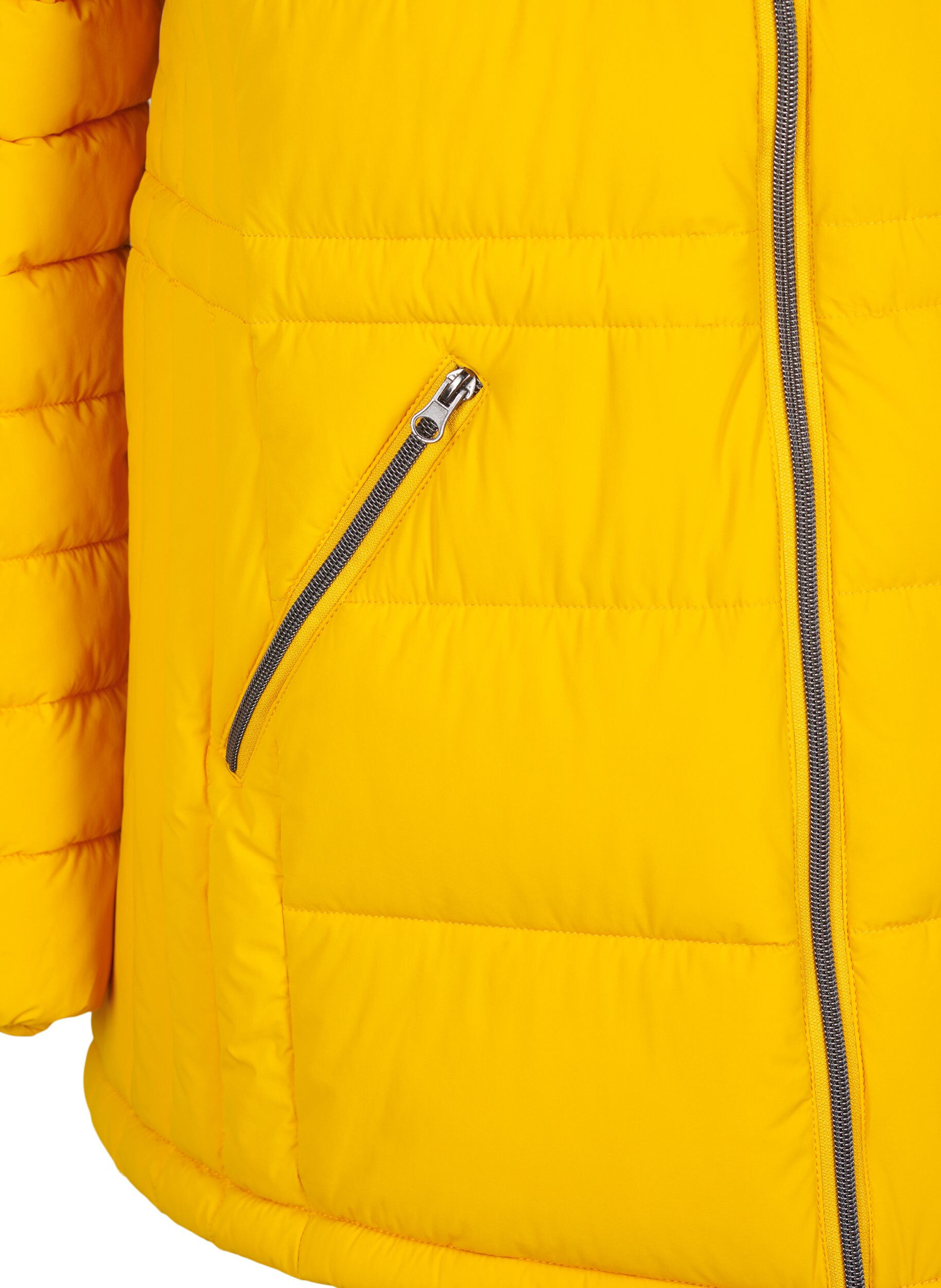 Zizzi Korte puffer jas met zakken, Geel, Packshot image number 3