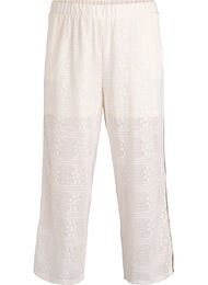 Wijde kanten broek met contrasterende strepen, Wit