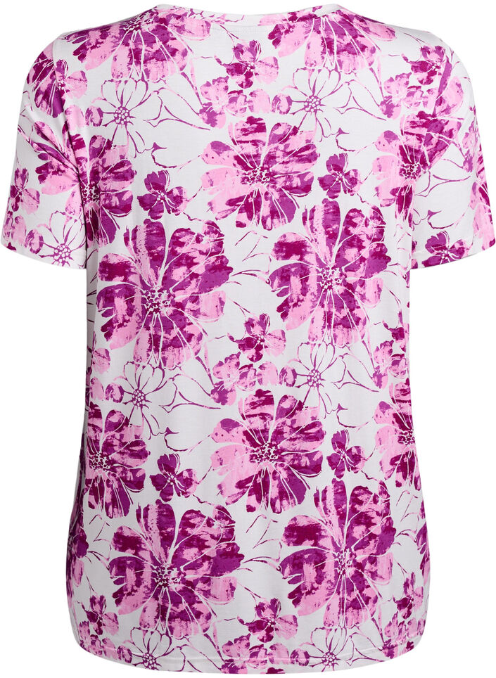 T-shirt met bloemenprint, Roze, Packshot image number 1
