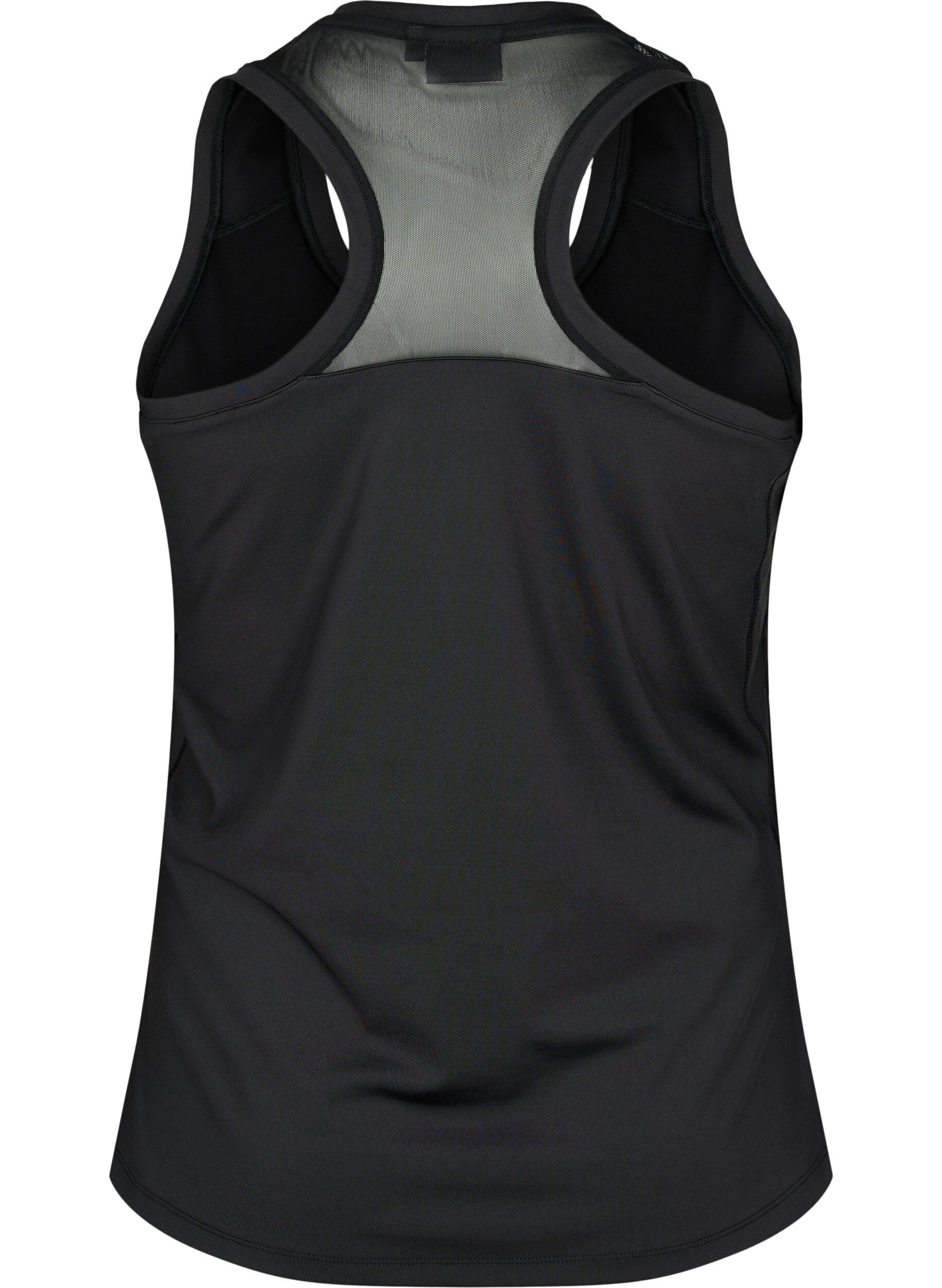 Zizzi Sporttop met racerback rug en mesh, Black, Packshot image number 1