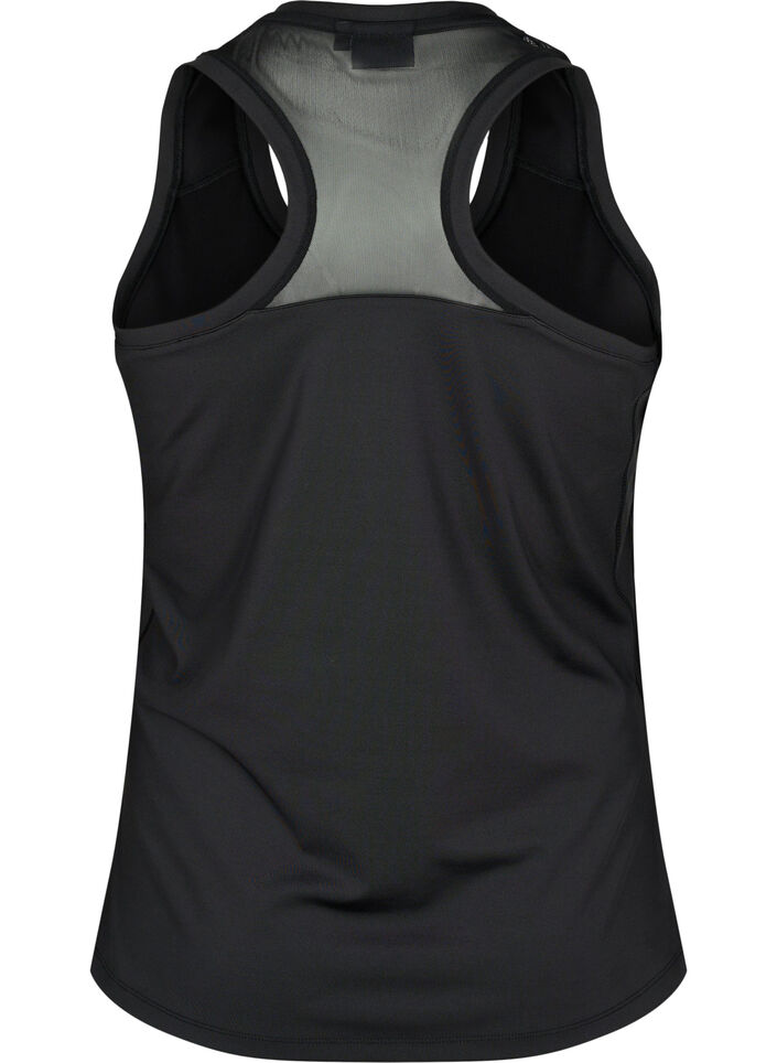 Sporttop met racerback rug en mesh, Black, Packshot image number 1
