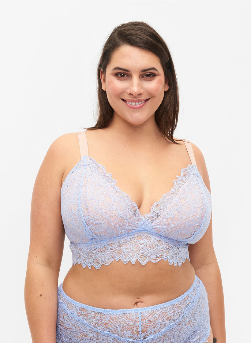 Bralette van kant met zachte padding, Serenity, Model image number 0