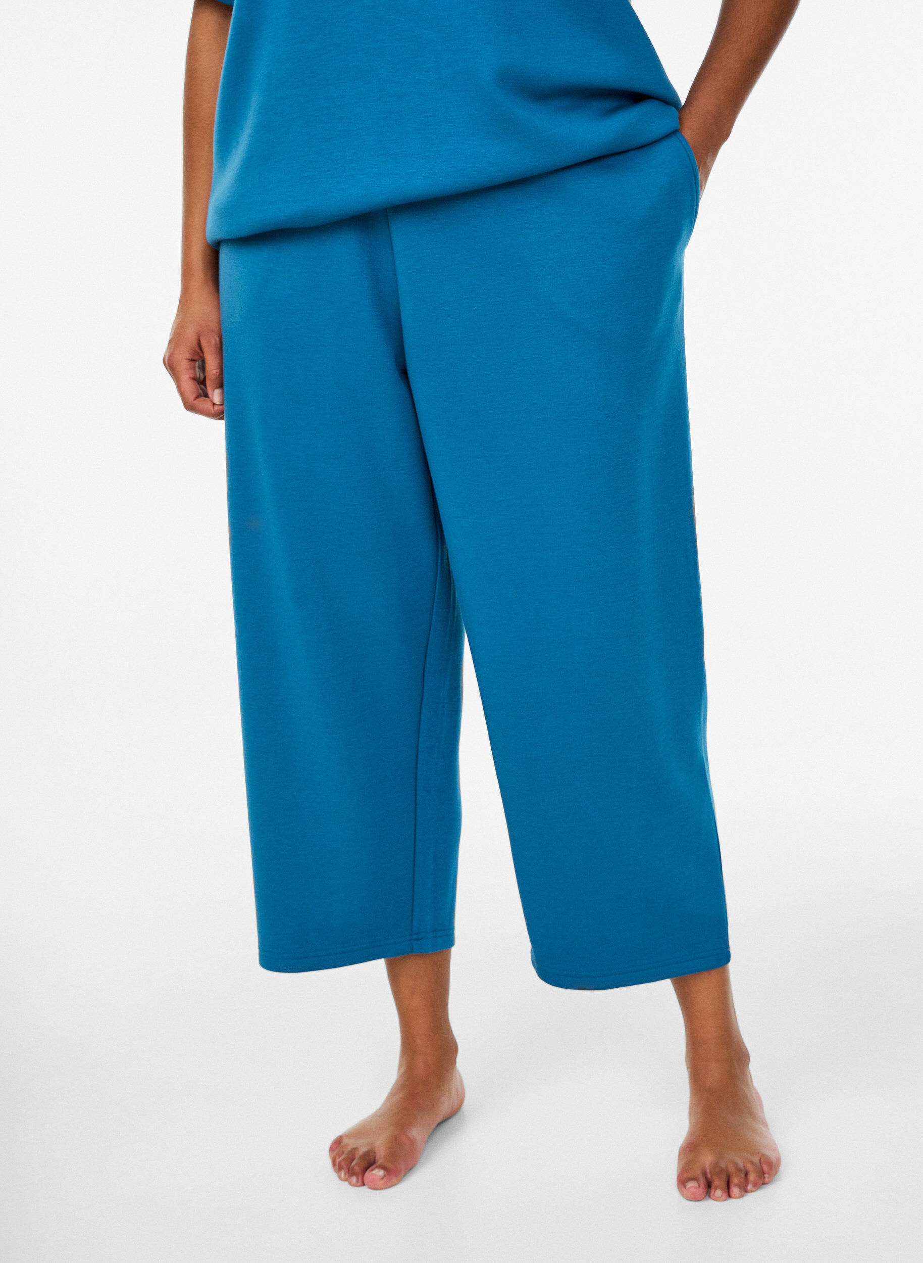 Zizzi 7/8 modal mix broek met zakken, Blauw, Model image number 2