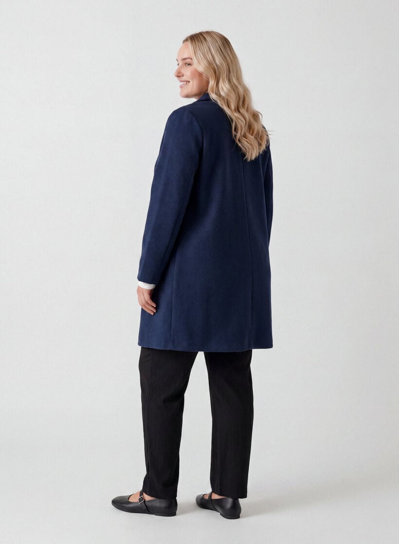 Lange jas met zakken, Blauw, Model image number 2