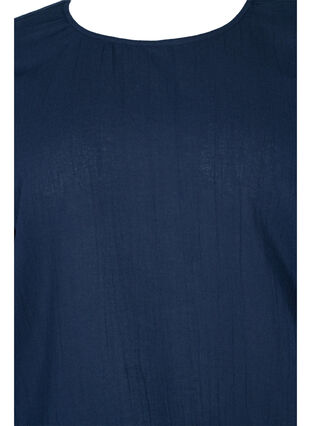 Katoenen blouse met smokwerk en korte mouwen, Navy Blazer, Packshot image number 2