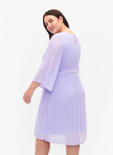 Geplooide jurk met 3/4 mouwen, Lavender, Model image number 1