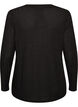 Jersey blouse met geribde structuur en lange mouwen, Zwart, Packshot image number 1
