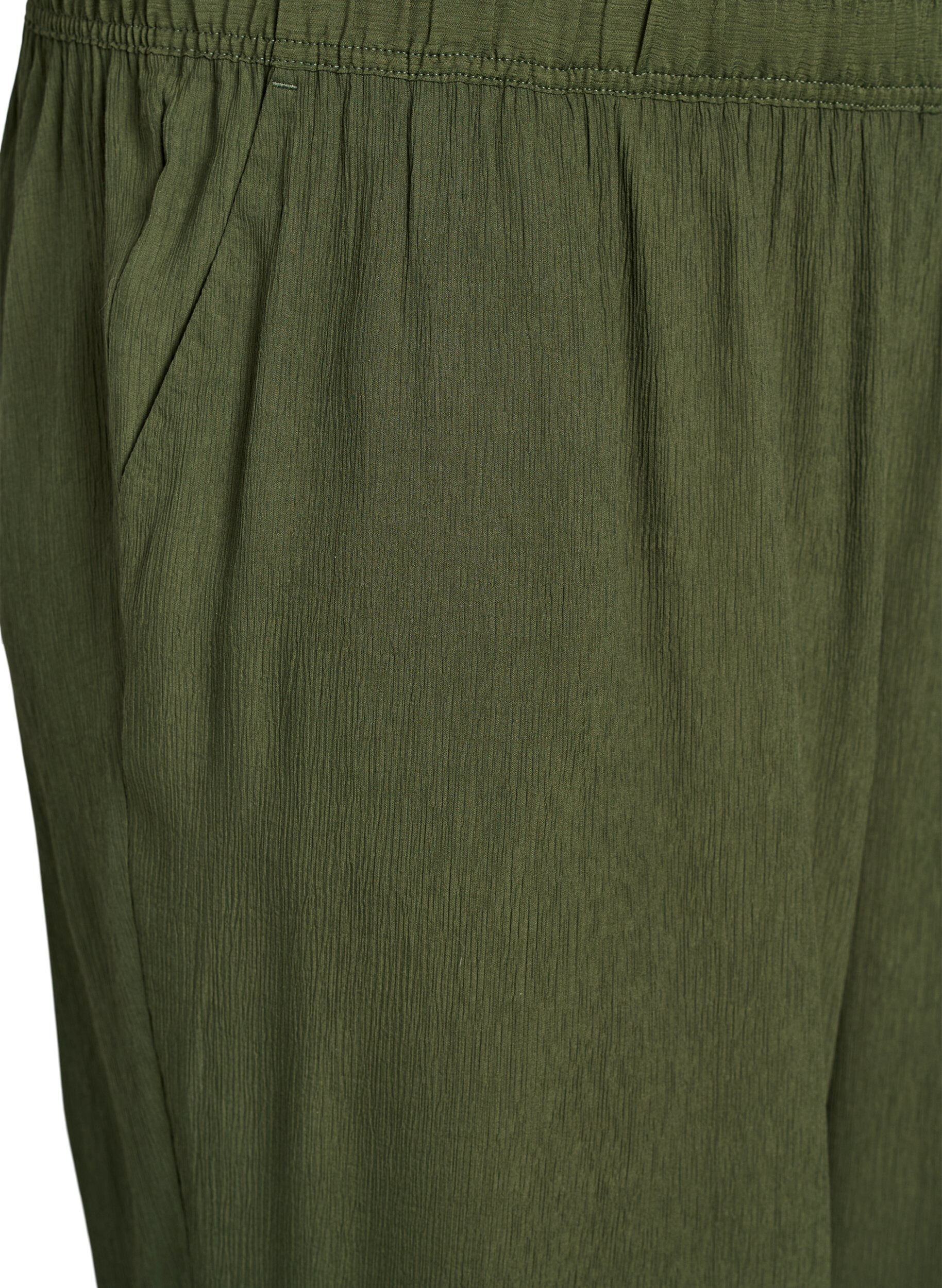 Zizzi Viscose broek met hoge taille en zakken, Groen, Packshot image number 2